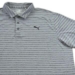 Puma Mens XXL Golf‎ Polo Shirt Gray Striped Moisture Wicking Athletic